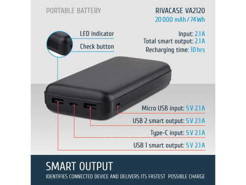 Внешний аккумулятор VA2120, 20000 mAh фото 18