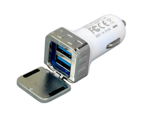 Квадратная автомобильная зарядка на 2 USB-порта фото 3
