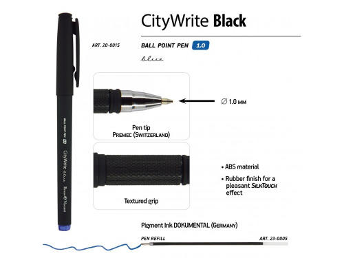 Ручка пластиковая шариковая «CityWrite Black» фото 4