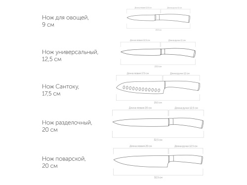 Набор из 5 кухонных ножей и блока для ножей с ножеточкой «DANA» фото 5